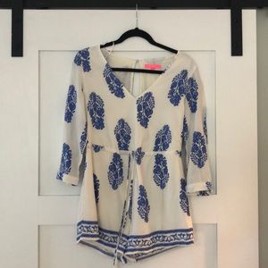 Blue and White Romper